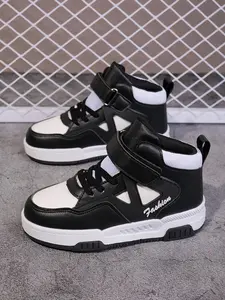Unisex's Geometric Print High Top Sneakers, Fashionable Velcro Design Chunky Sneakers, Casual Comfortable Athletic Sports Shoes for Daily Wear Footwear, Casual Trainer Shoes