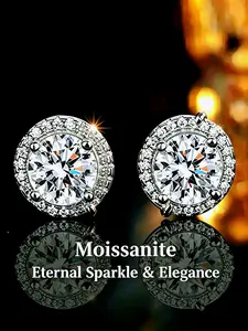 Silver Color Moissanite, Classic Fashion Ear Jewelry Studs Earrings, Perfect Birthday Mother's Day Gift,Unmatched Sparkle for Your Everyday Elegance