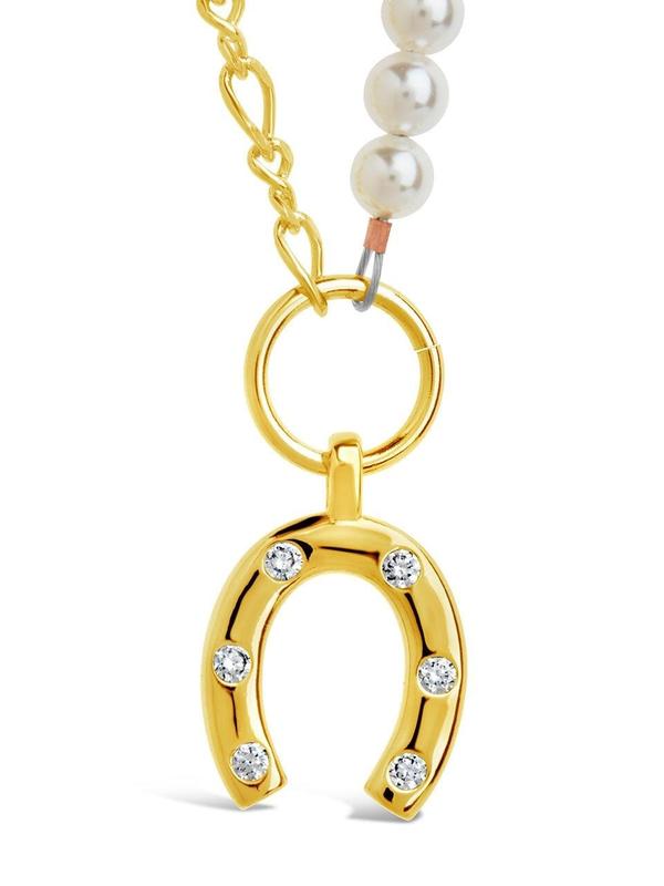 Elva Pearl CZ Horseshoe Necklace