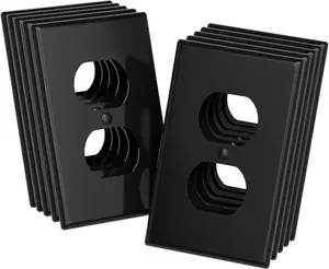 Black Outlet Covers - Duplex Receptacle Wall Plates, 1-Gang Standard Size Outlet Wall Plates, PC Material, Durable Wall Plates for Electrical Outlets (Blake)