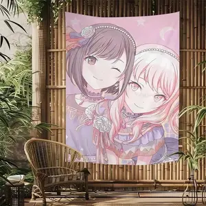 Kawaii Japanese Tapestry Akiyama Mizuki Wall Hanging Bohemian Tapestry Cute Core Room Decoration Aesthetic Home Decor Tapestry