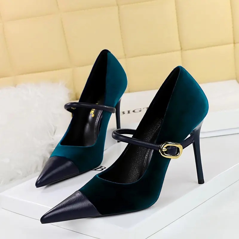 Women's Minimalist Temperament Solid Color Pointed Toe Stiletto Heeled Pumps, Elegant Stilettos Buckle Design High Heels for Party, Fashionable Heels for Women, Party Holiday Shoes, Party Footwear