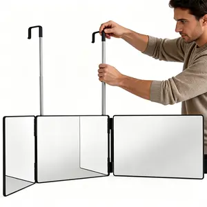 Folding 3 Panel Travel Mirror 30.4×19.8cm, Nano ABS, Extendable to 52.5cm for Makeup & Hair Styling