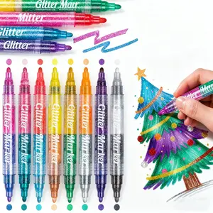 16-Color Glitter Metallic Markers Pen with Double  Fine Tip, Non-Toxic & Quick-Dry, Smudge-Proof for Kids & Adults | Scrapbooking, DIY Crafts, Notes, Professional Art Supplies, Greeting/Birthday Cards, Mugs, Wood & More