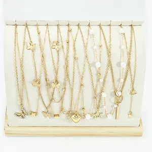 11PCS women's necklace set with a fashionable and versatile style, featuring multiple styles of necklaces suitable for various occasions and non fading accessories Gold Plated Cuban Link Necklace