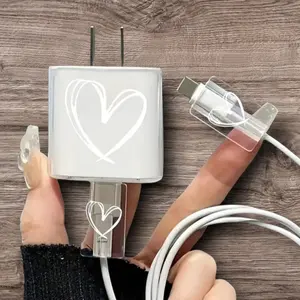 3D Cartoon Phone Charger Phone Accessories Protector Durable Case Cellphone Compatible for 18/20W USB-C Data Cable Accessories Screen Protector Shell Case Adapter and Lighting Cable Smartphone Shockproof Charger Cable Accessories Protection