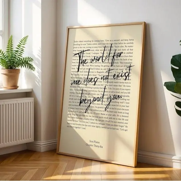[No frame] Iron Flame Chapter 36 Poster The World For Me Does Not Exist Beyond You Fourth Wing Bookish Art Gift Decor Photo