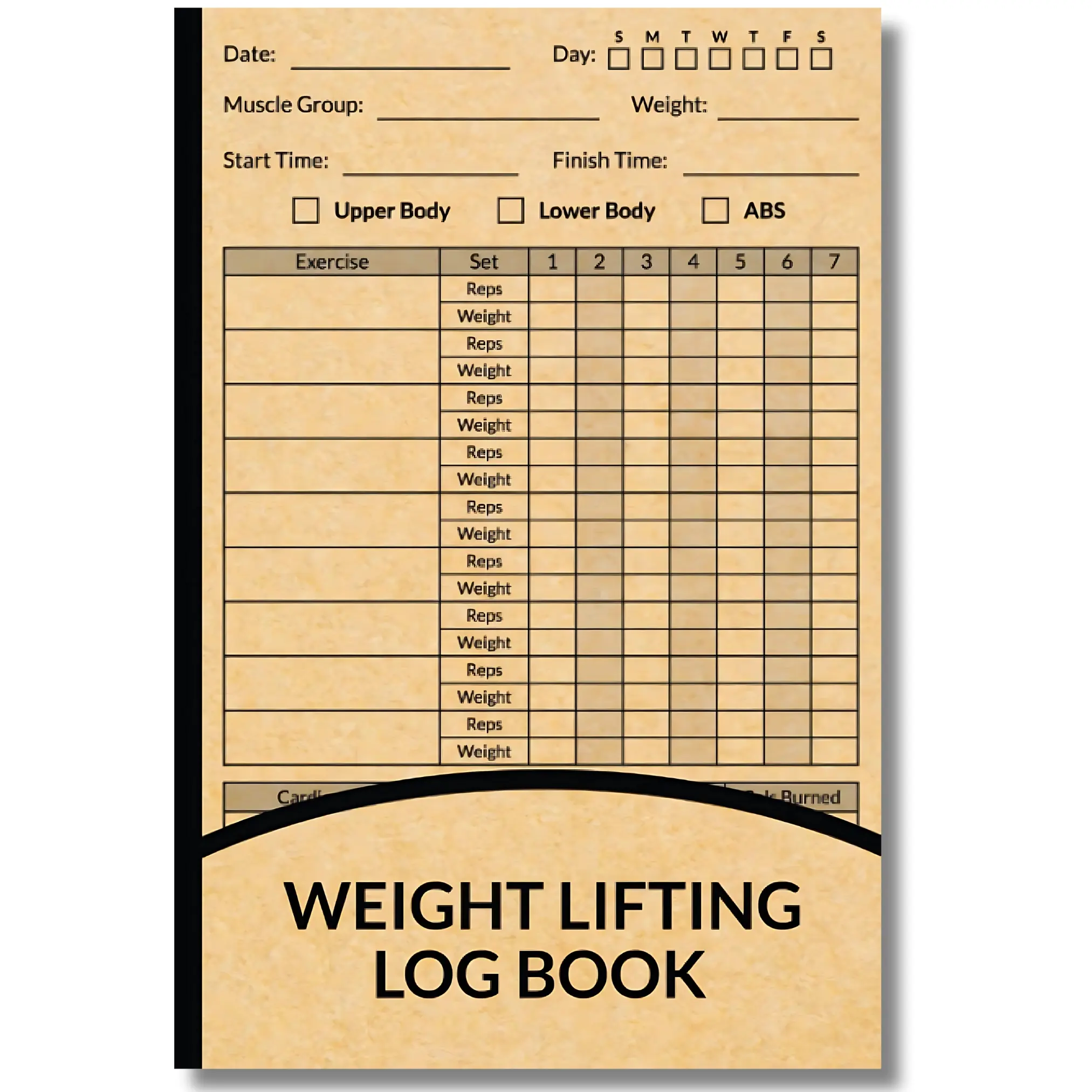 Simple Exercise Journal for Men & Women - 120-Page Fitness Tracker for Weight Lifting, Training & Cardio - Includes Body Measurement Log, 6x9 Inch Matte Cover