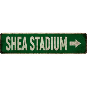Metal Tin Sign Shea Stadium sign Retro Aluminum Metal Sign for Street Home Office Garden Decor 4×16 Inches