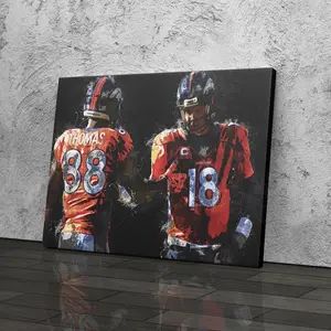 Unframed Peyton Manning & Demaryius Thomas Print - Denver Bronc Wall Art, NFL Decor for Home, Man Cave, Football Gift, Poster