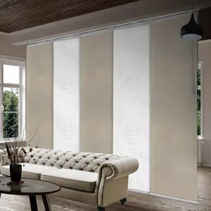5-Panel Single Rail Panel Track Blind Extendable 58"-110"W x 91.4"H, Panel width 23.5", Lotus, Cornsilk