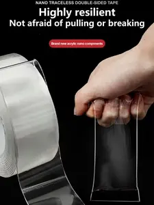 Nano Double-Sided Transparent Tape - Strong Reusable & Waterproof Adhesive for Kitchen, Bathroom & Home Organization | Invisible Mounting Solution for Hooks, Mats & Decor (1 Roll)