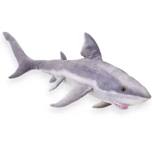 Real Planet™ Gray Great White Shark Realistic Plush Stuffed Animal