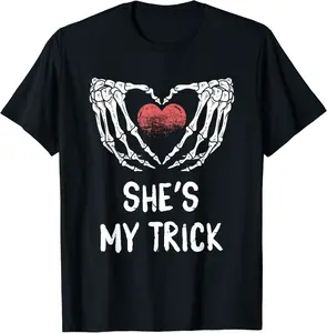 She is My Trick Matching Couple Halloween Costume Boyfriend T-Shirt - Robynreede Shop 56B0CHR3M175