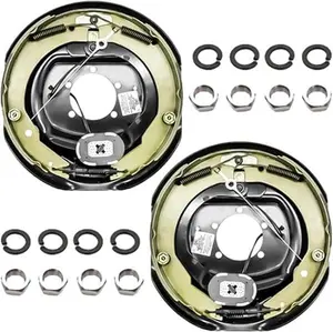 12" x 2" Self Adjusting Electric Trailer Brakes Assembly for 5,200 lbs, 6,000 lbs, 7,000 lbs Trailer #42 Axle with Nuts&Washers, 1 Pair RV Spindle Brake Kit with 5 Holes for Parts Replacement