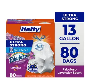 Fabuloso large kitchen garbage bags, white, lavender scent, 80 bags.