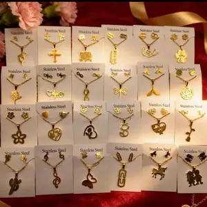 Stainless Steel Earring and Necklace Set, 5-Piece Jewelry Collection