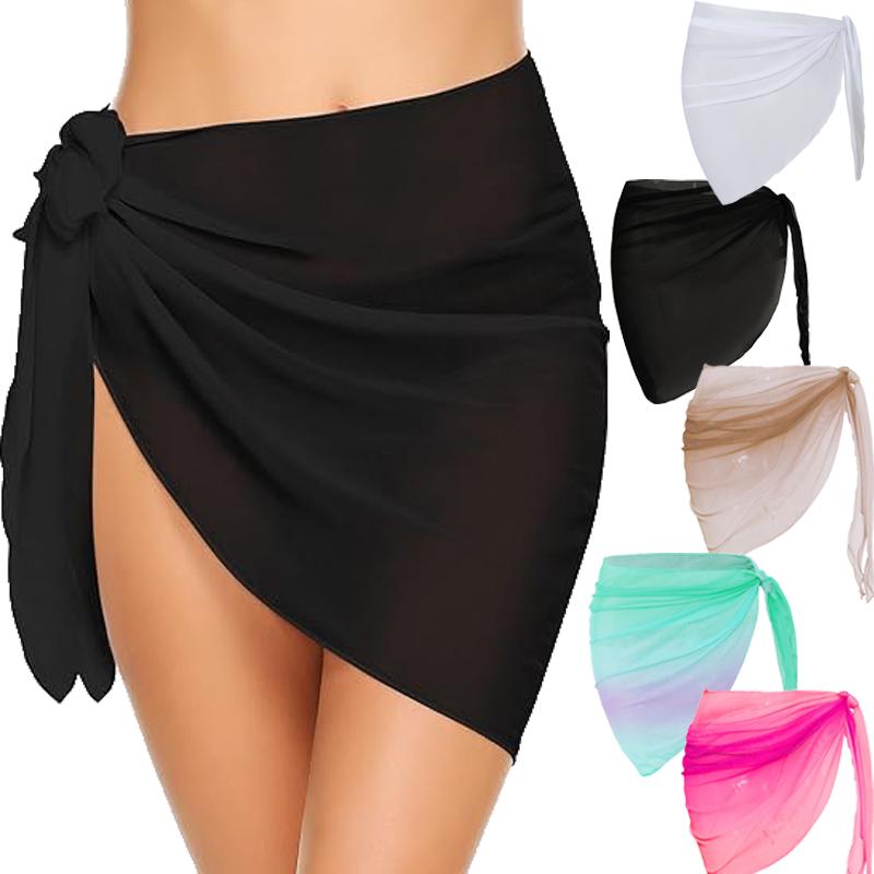 2 Pieces Women's Beach Sarong Beach Bikini  Cover-Up Chiffon Swimwear Cover-Up Sheer Skirt Swimwear Outerwear Scarf Swimwear Accessories