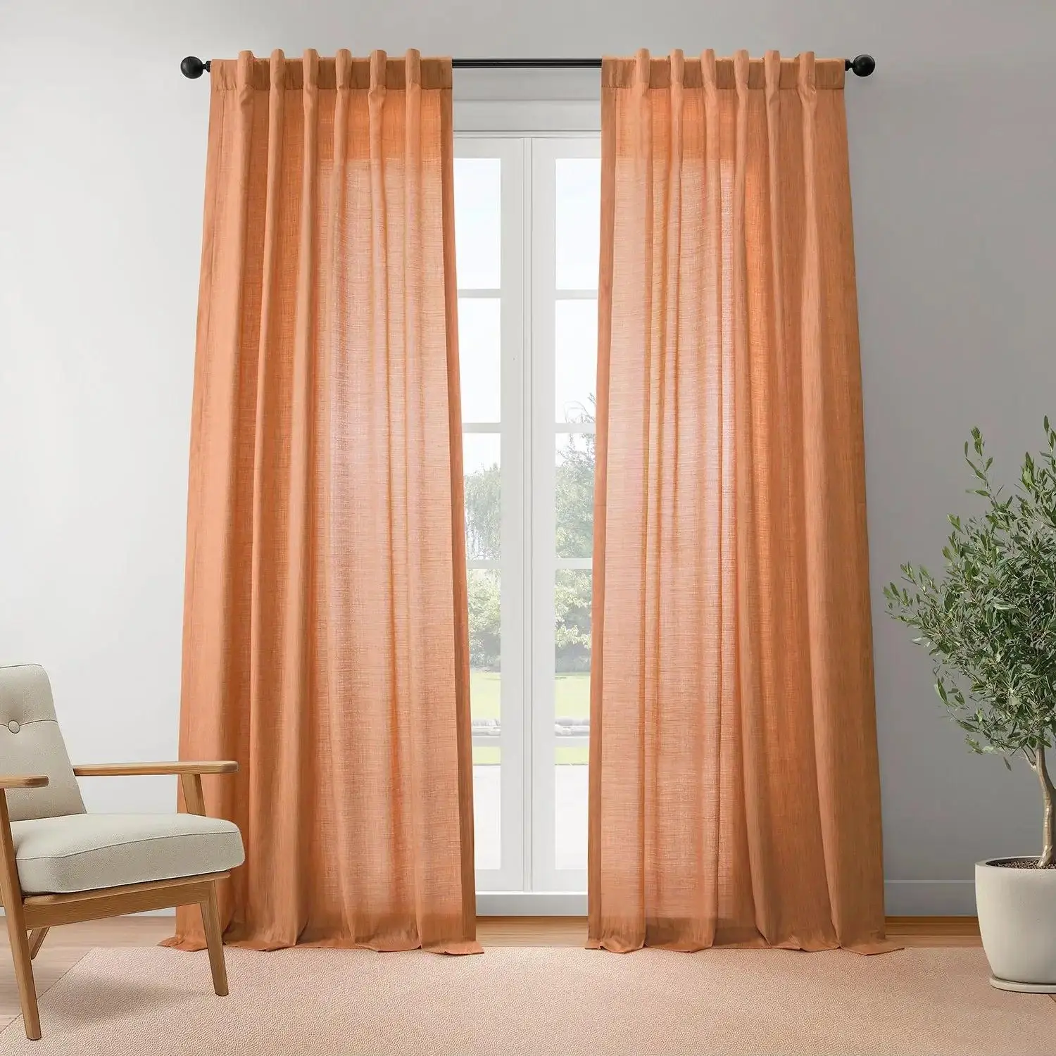 Half Price Drapes Rustic Linen Weave Light Filtering Curtain Pair (2 Panels) - Kitchen Curtains, Room Decor Window Treatments, Curtains Kitchen, Room Decor Curtain
