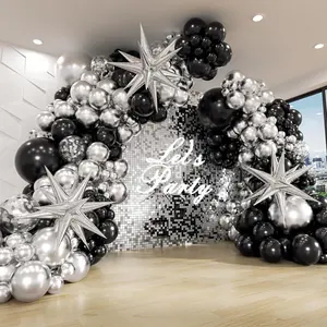 120pcs Silver Balloon Arch Set, Includes Starburst Foil Balloons, Perfect for Wedding, Birthday, Graduation, Family Parties