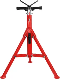 V-Head Pipe Jack Stand, Heavy-Duty Steel Equipment, 2500lb Load Capacity, 28-52 in Adjustable Height, Portable Foldable Legs, Ideal for Auto Repair, Welding Projects