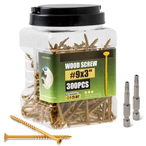 Deck Screws 3 Inch,  Screws #9 x 3, 300 count, Rust Resistant, Exterior Epoxy Coated, Outdoor Decking Screws, Torx/ Drive  Deck Screw, T25  Bit Included, Tan