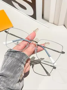 Metal Frame Spring Legs Blue Light Blocking Glasses, Metal Frame Eyeglasses, Stylish Protective Glasses, High Aesthetic Fashion Trendy Rubber Feet Pads, Dual Color Comfortable Design, High Quality Eyewear