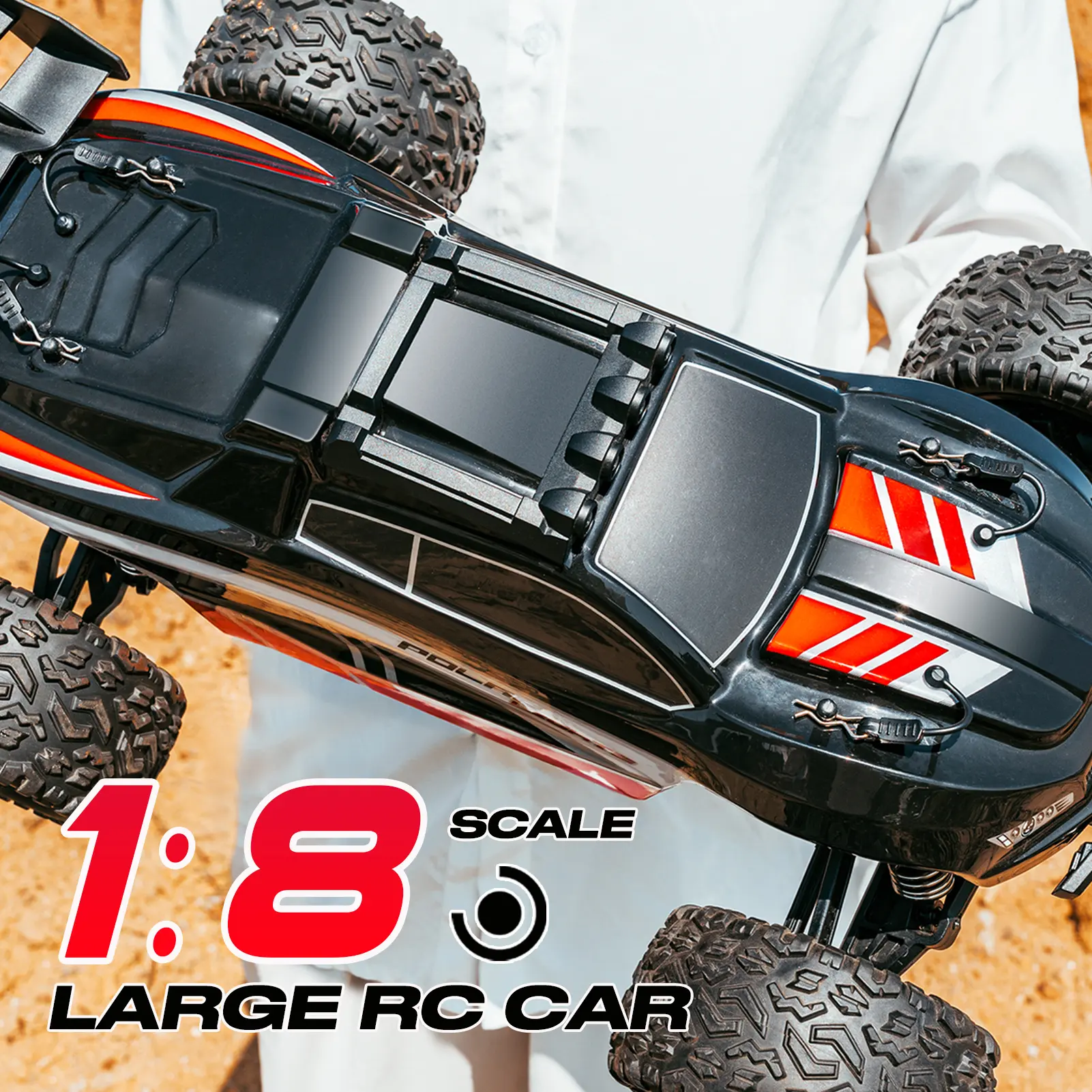 1:8 Large Scale Hobby RC Truck, All Terrain Off-Road Electric RC Car, 45KM/H High Speed Monster Truck with 2.4GHz Remote Control, LED Headlights, 2600mAh Rechargeable Cells, Outdoor Racing Toy for 12 Years Above, Birthdays Christmas Gifts