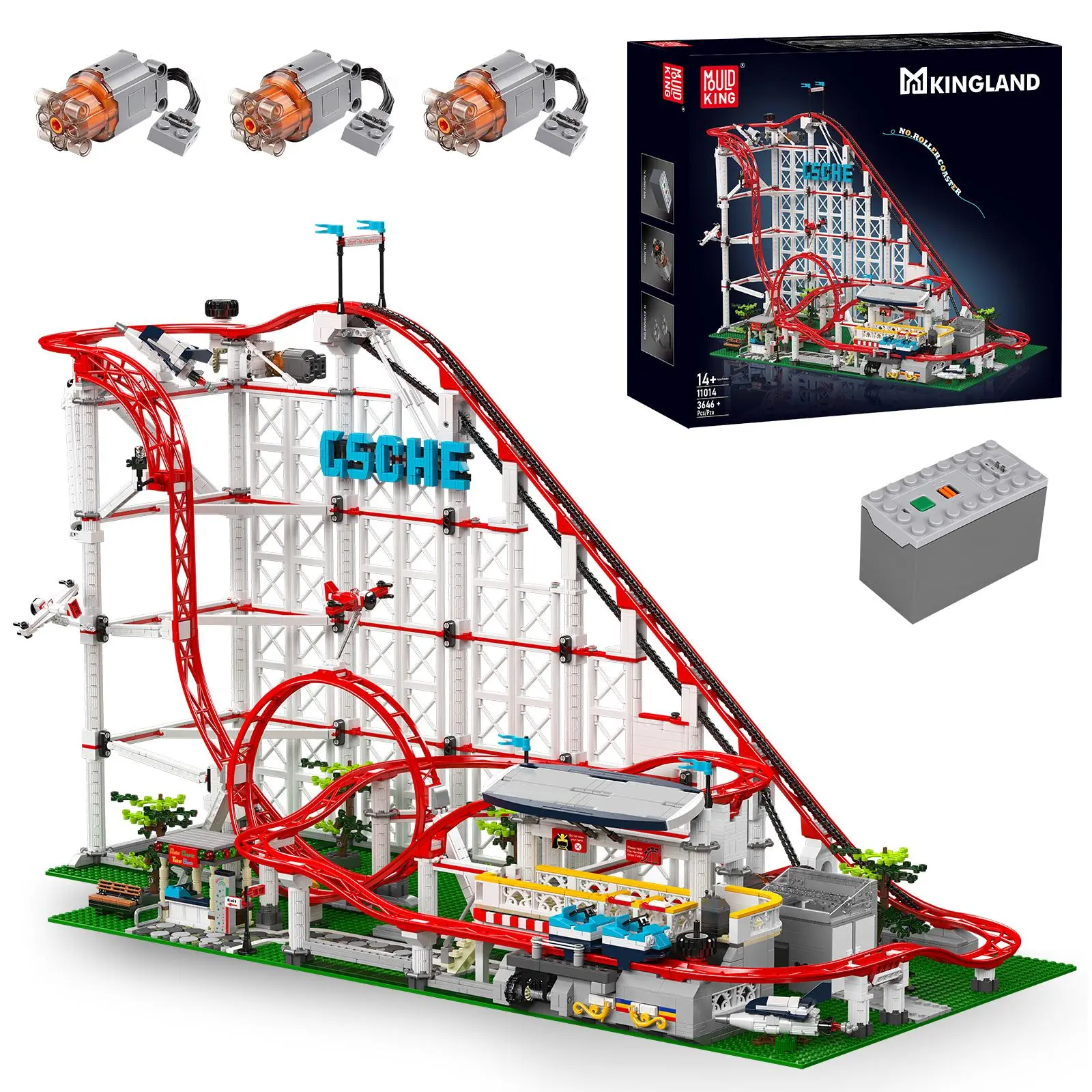 Mould King 11014 Amusement Park Loop Roller Coaster Funfair Motor Model Building Block Adult Kid Gift Toy 3646 Pcs Playground summerwins