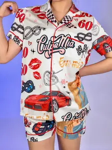 Culpa Nuestra Movie 3 Pajama Set for Women, 0ur Fault Pjs, Casual Comfy Short Sleeves, Loungewear Nightwear Pajamas Womenswear