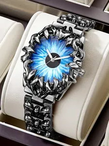 Men's Quartz Watch with Cat Eye Dial, Fashion Business Calendar Watch, Night Glow Function, Luminous Analog Watch, Perfect for Valentine's Day, Father's Day, Halloween