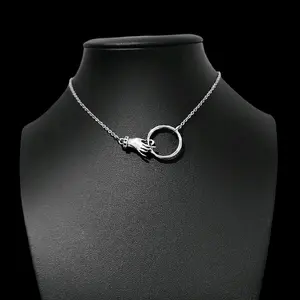 Silver Hand Karma Loop Choker Necklace
