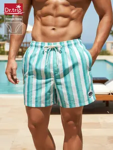 Men's Beach Shorts, Loose Fit Mesh Triangle Lining, Quick-Dry Swim Trunks, Casual Three-Quarter Length, Breathable and Comfortable