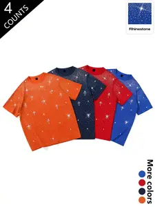 Men's Rhinestone Cross T-Shirt Set, Shiny Luxury Design, Streetwear Essential for Men, Teens, Trendsetters, Casual Summer Fashion