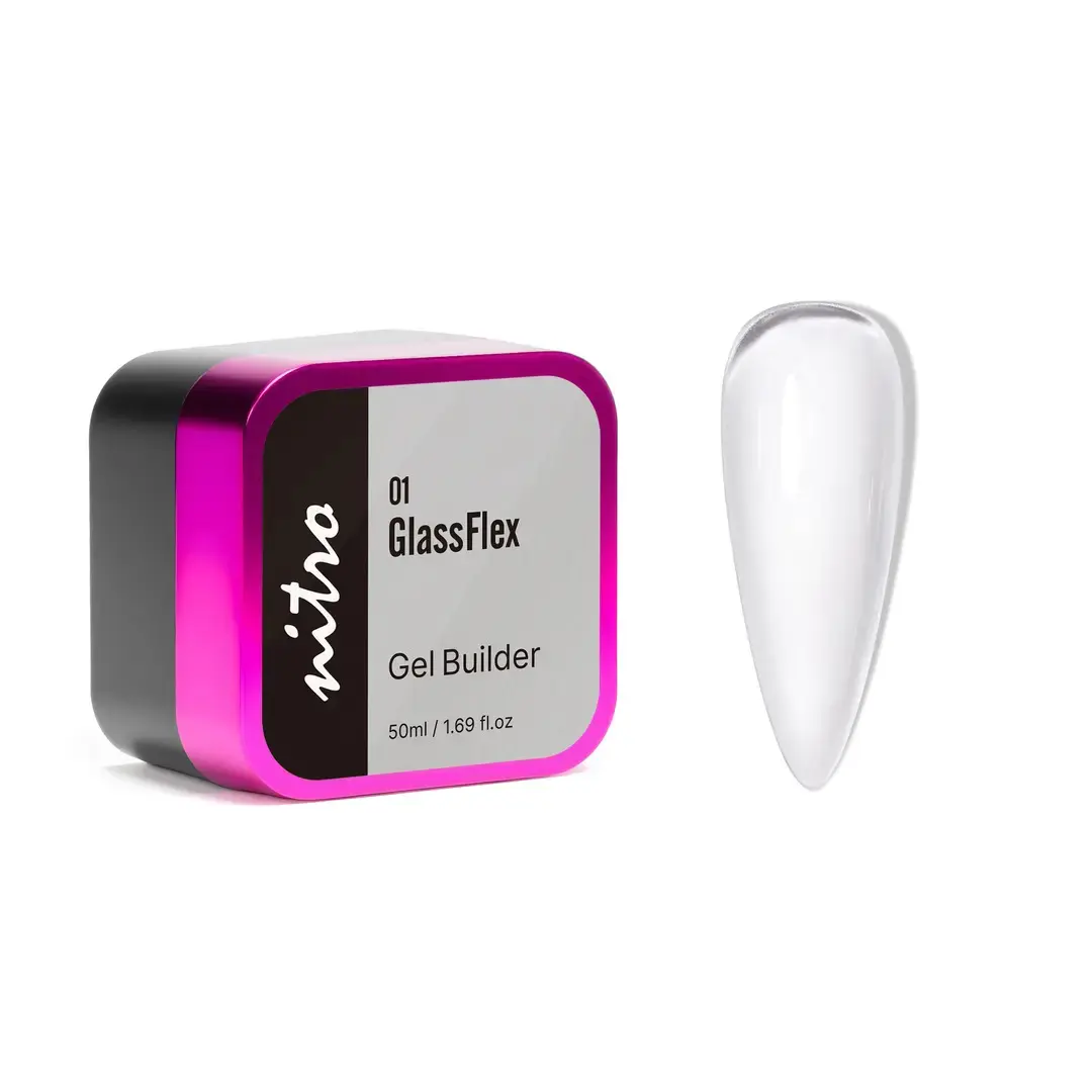 Nitro Nails Builder In Jar Hard Gel, Self-Leveling Sculpting, HEMA-Free, 50ml/1.69 fl.oz, Professional Nail Enhancement