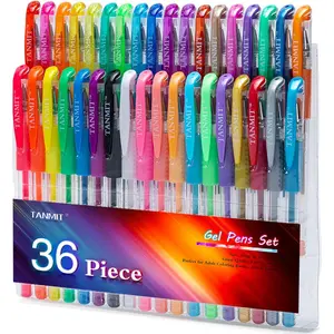 36 Colors Gel Pens Set for Adult Coloring Books, Colored Gel Marker with 40% More Ink, Great for Adult Doodling Scrapbooking Drawing