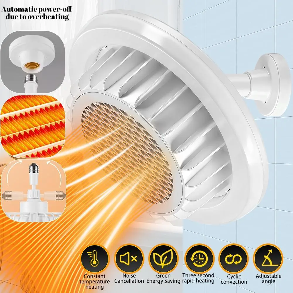 Ceiling-Mounted Round Electric Bathroom Heater - 800W PTC Ceramic Heating, 20W, 24.5x19.2cm, 110V, Adjustable Temperature, 1 x Remote Control, Wall Switch, Heat, Light, Fan, Home Use Appliance