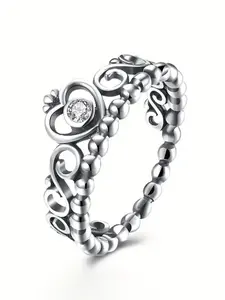 Hollow out Heart Design Rhinestone Decorated Ring, Summer Outfits Jewelry for Party, Daily Clothing Decor, Wedding Engagement Anniversary Party Jewelry Gifts