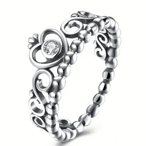 Hollow out Heart Design Rhinestone Decorated Ring, Beautiful Rings, Summer Outfits Jewelry for Party, Daily Clothing Decor, Wedding Engagement Anniversary Party Jewelry Gifts