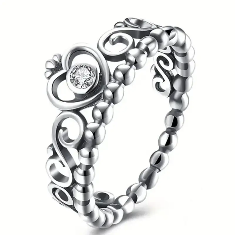 Hollow out Heart Design Rhinestone Decorated Ring, Beautiful Rings, Summer Outfits Jewelry for Party, Daily Clothing Decor, Wedding Engagement Anniversary Party Jewelry Gifts