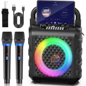 Karaoke Machine with Upgraded 6.5" Subwoofer, Portable Bluetooth 5.3 Karaoke Speaker with Instrumental Mode, PA System with Echo Adjustment, Support USB/TF Card/AUX/REC