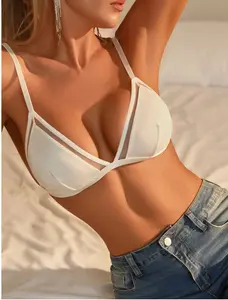 Mesh Insert Wireless Bralette - Lingerie for Women, Comfortable Fit, Compatible with Wireless Technology - Womenswear