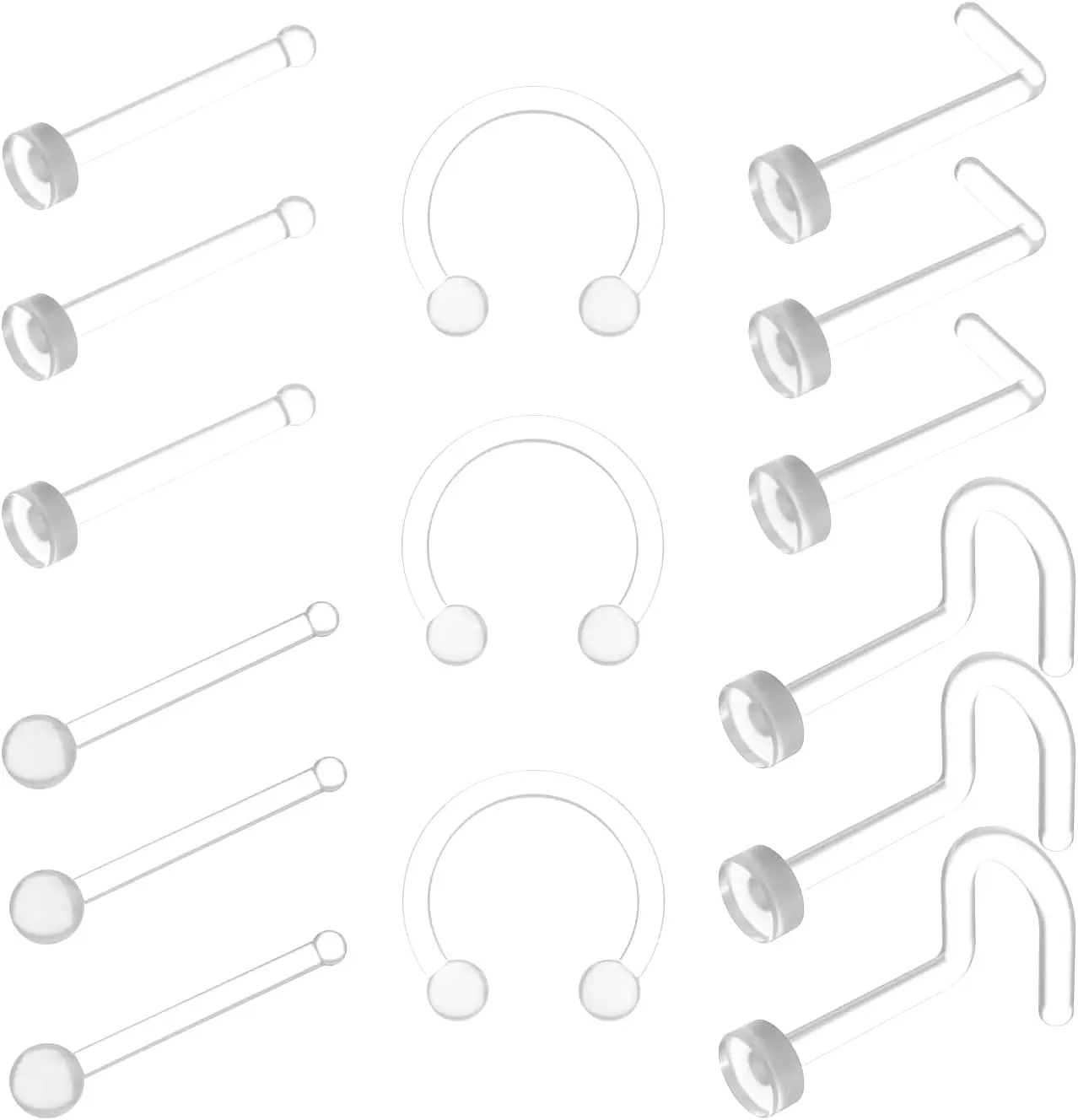Bioflex Invisible  Retainers 15 count,  Grade Clear Nose Rings for  Work, Nose Lip Eyebrow Cartilage Retainer