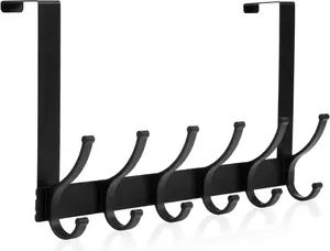 Optish Over The Door Hs, Door Hanger Hs for Hanging, Over The Door Towel Racks for Bathroom, Coat Rack Door Towel Hanger Towel Hs (Pack, Black)