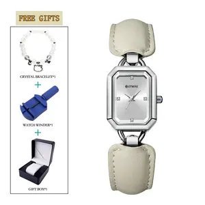 Vintage Women’s Bracelet Watch, Small Square Dial Quartz Watch with Leather Strap, Elegant Minimalist Wristwatch for Daily Wear, Work & Gift