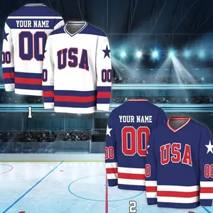 Custom Hockey Jersey Of Usa Team Jerseys,  Personalized Name And Number, Unisex Sport Fan Gift, US Hockey Shield 2026 Replica Jersey