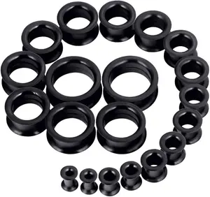 20pcs Tunnels Kit 2g-1" Silicone Ear Skin Gauges Plugs Ear Expander Stretching Set