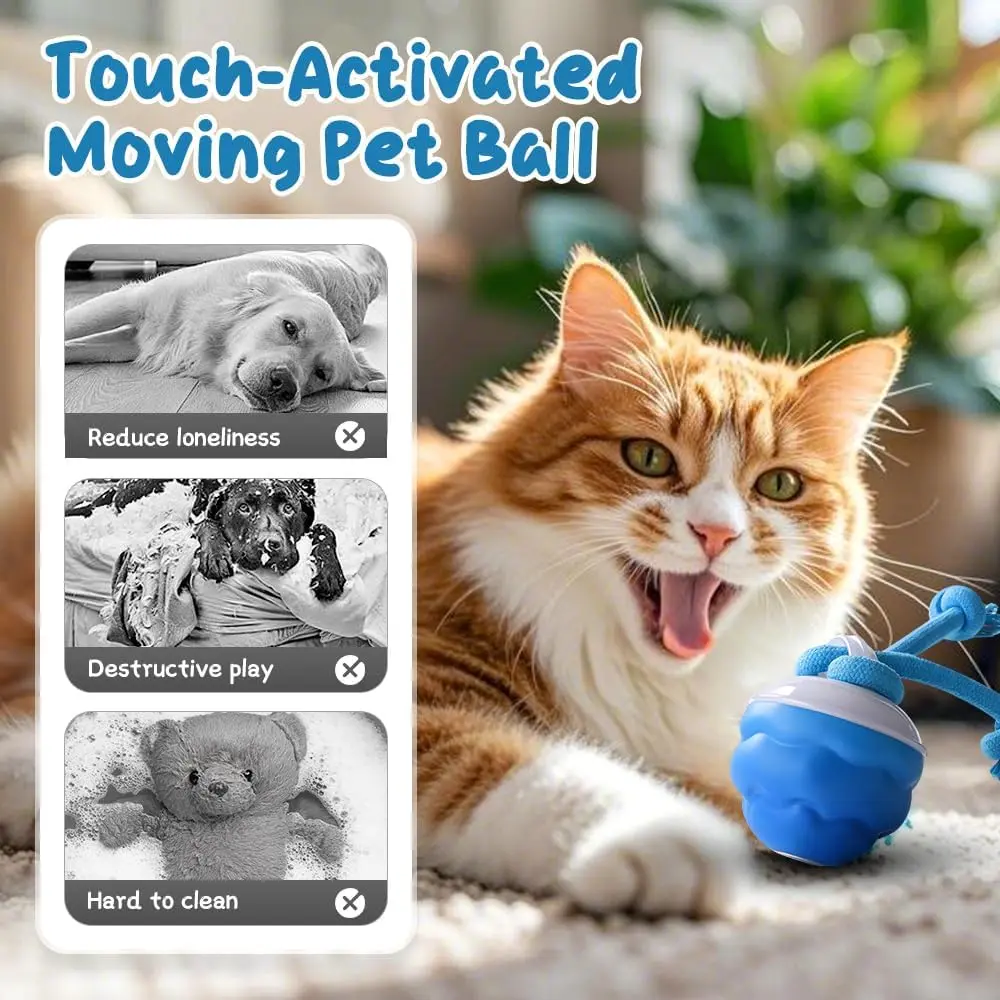 Interactive Dog Toys with Motion Activated, Squeaky Dog Toy Active Rolling Ball, Ball for Daily Training,Used for small dogs and cats , pet accessories, cute pet toys(2.95*2.95*4.33inch)