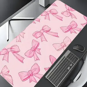 Pink Bow Pattern Desk Mat, Rectangle Gaming Mouse Pad, Non-slip Rubber Pad, Decorative Desk Mat, Cute Desk Accessories for Home Office