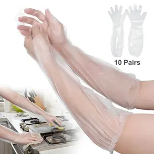 Disposable Long Sleeve Cleaning Gloves,20Pcs/Set Extra Long Cleaning Gloves,Waterproof Long Sleeved Gloves,for for Cooking, Dishwashing, Hair Color, Field Dressing, House Cleaning,House Gardening